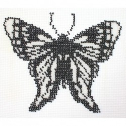 Borduurpakket vlinder zwart/wit 13x16cm