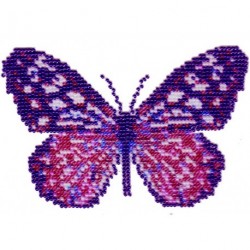 Borduurpakket vlinder roze/paars 10x16cm.