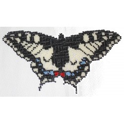 Borduurpakket vlinder beige/zwart/blauw 12x20cm