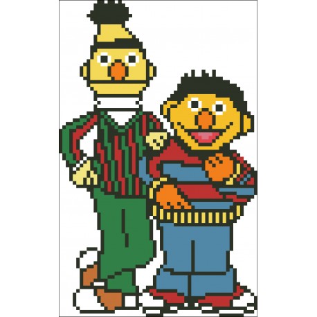 Borduurpakket bert en ernie 2 20x13cm