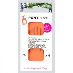 Pony borduurnaald zwart 26mm 6st.