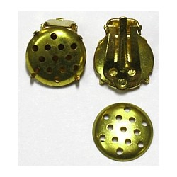 Oorclips met zeefje ovaal 16x24mm goudkl. p.p.