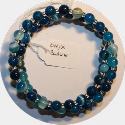 Armband verenstaal 5,5cm Onyx blauw 6mm rond
