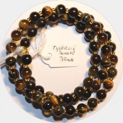 Armband verenstaal 5,5cm Tiger eye donkerb6mm rond