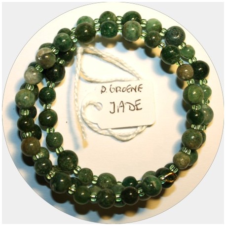 Armband verenstaal 5,5cm Jade donkergroene 6mm ron