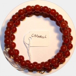 Armband verenstaal 5,5cm Carneool red 6mm rond
