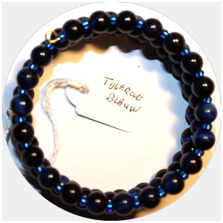 Armband verenstaal 5,5cm Tiger eye blue 6mm rond