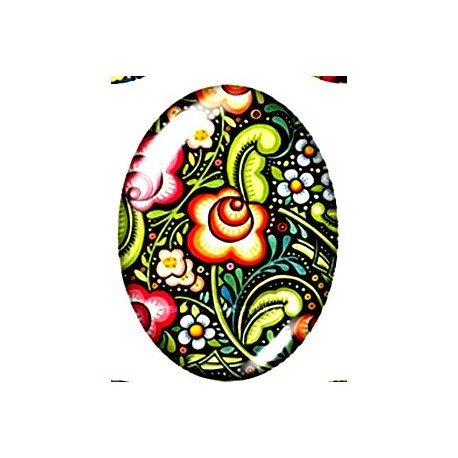 Cabochon 30x40mm bloemen kunst