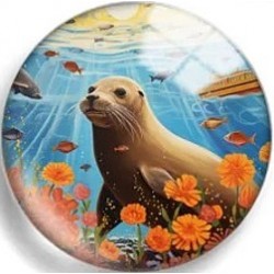 Cabochon 25mm zeedieren.