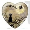 Cabochon 25mm hartvorm zwarte katten