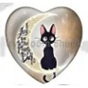 Cabochon 25mm hartvorm zwarte katten