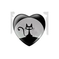 Cabochon 25mm hartvorm zwarte katten