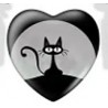 Cabochon 25mm hartvorm zwarte katten