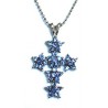 Kruis 40mm met blauwe strass en 40cm ketting