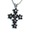 Kruis 40mm met zwart/transp. strass en 40cmketting