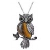 Collier met hanger uil 46mm tiger eye