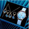 Horloge (quartz) en sieraden set lichtblauw