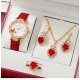 Horloge (quartz) en sieraden set rood
