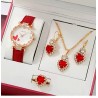 Horloge (quartz) en sieraden set rood