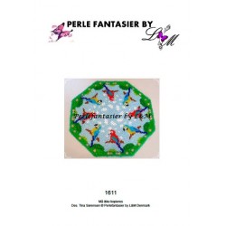 Patronen DEENS leaflet kleed met papagaaien
