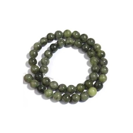 Edelsteen 8mm groene zuidelijke jade ca. 38cm.