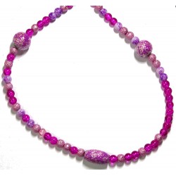 Ketting met ijskralen fuchsia