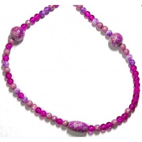 Ketting met ijskralen fuchsia