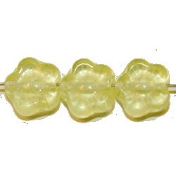 Glaskraal hartje 10mm tr. groengeel 10st.