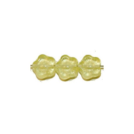 Glaskraal hartje 10mm tr. groengeel 10st.