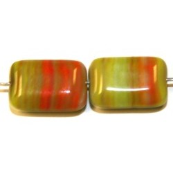 Glaskraal 11x9mm oranje/groen gemell. 15st