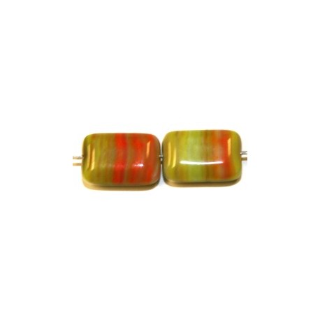 Glaskraal 11x9mm oranje/groen gemell. 15st