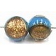 bloemkraal rond ca 8mm turkoois goldfoil 5st