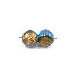 bloemkraal rond ca 8mm turkoois goldfoil 5st