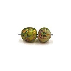 glaskr. rond 9mm groen/oranje gemarmerd 10st.
