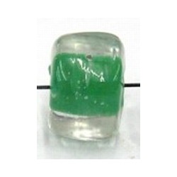 Glaskraal 18mm wit met blauwe strepen 3st.