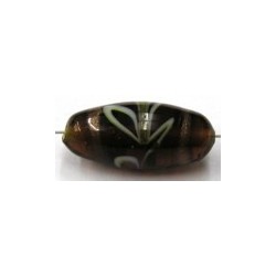 glaskraal ovaal 28x12mm bruin bewerkt p.st.