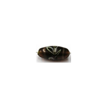 glaskraal ovaal 28x12mm bruin bewerkt p.st.