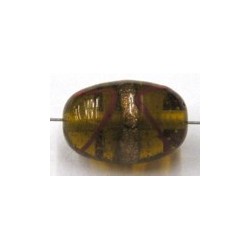 glaskraal ovaal 18x12mm bruin/goudband p.st