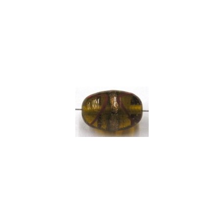 glaskraal ovaal 18x12mm bruin/goudband p.st