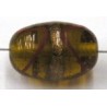 glaskraal ovaal 18x12mm bruin/goudband p.st