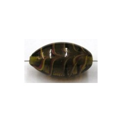 glaskr. ovaal 25x14mm bruin/geelrode strepen p.st.