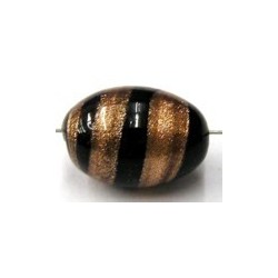 glaskraal ovaal 17x12mm zwart/goudband p.st