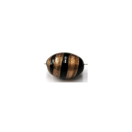 glaskraal ovaal 17x12mm zwart/goudband p.st