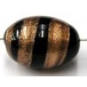 glaskraal ovaal 17x12mm zwart/goudband p.st