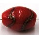 glaskraal ovaal 18x13mm rood/goudband 2st