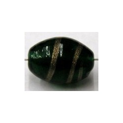glaskraal ovaal 18x13mm groen goudband p.st
