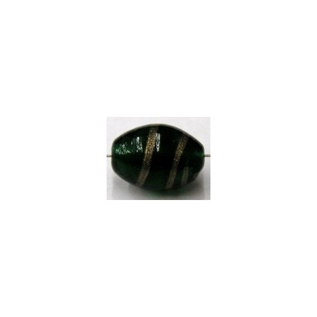 glaskraal ovaal 18x13mm groen goudband p.st