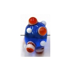 glaskraal pukkels 11mm blauw oranje/witte ogen 5st