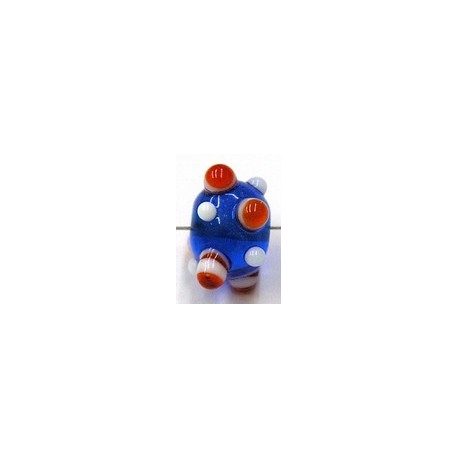 glaskraal pukkels 11mm blauw oranje/witte ogen 5st