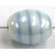 Glaskraal 13mm ovaal wit/blauwe streep 25st.